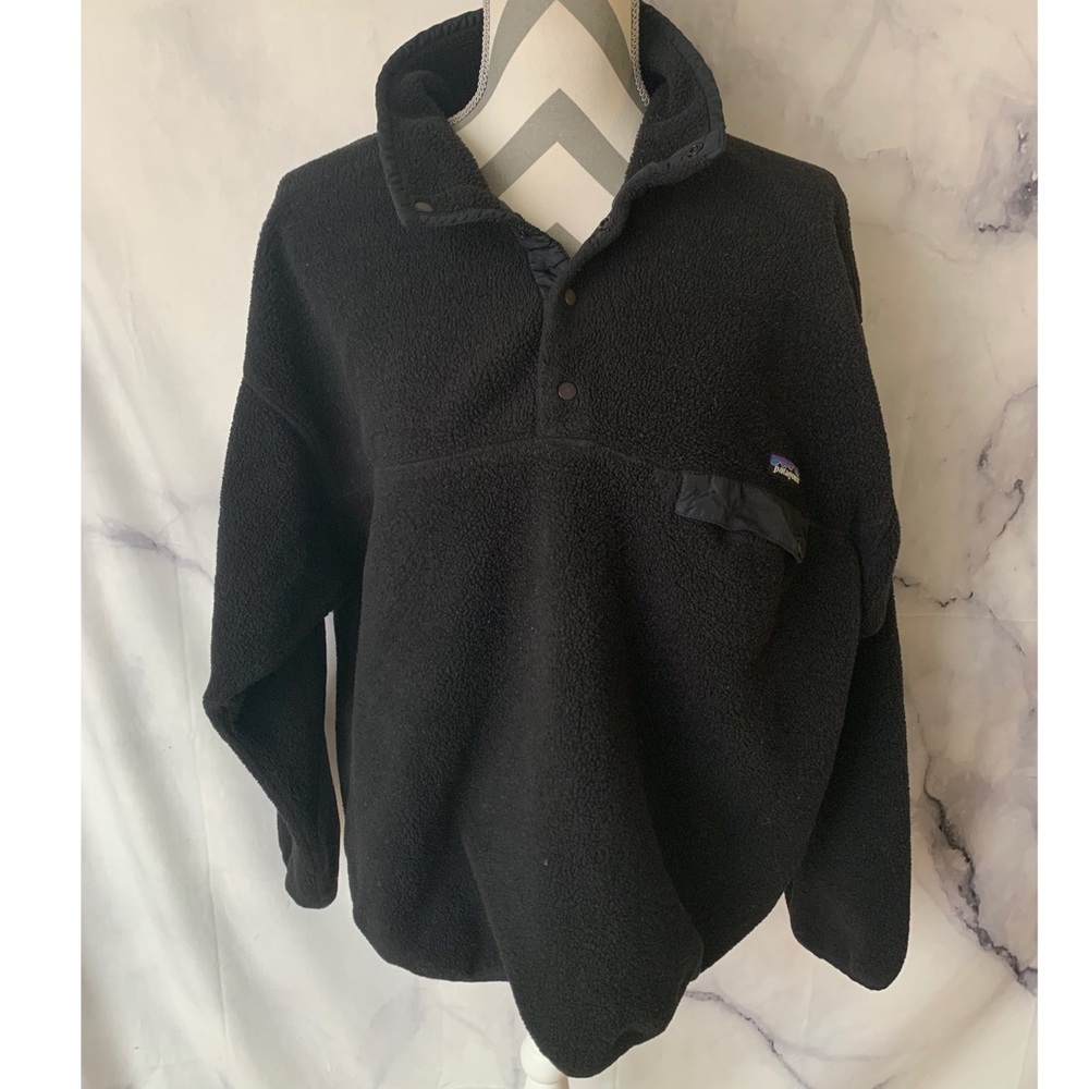 Patagonia Snap T black fleece pullover sweater